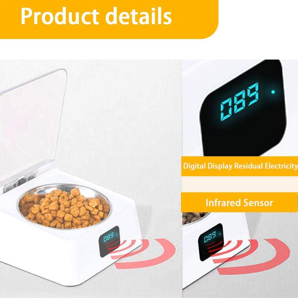  ZPF Alimentador Inteligente por inducción de Infrarrojos, Cuencos para Perros y Gatos, Tapa automática para la Salud del Animal doméstico, Anti cucarachas, Antihumedad, Gatos y Perros General 