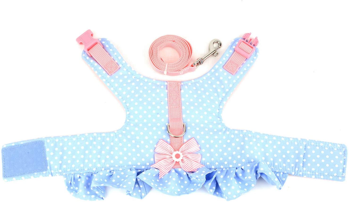  Zunea Arnés y Correa para Perro Pequeño Niña Antitirones Cachorro Chihuahua Vestido Antifugas Arnes Pecho Suave Cómodo Chaleco Floral Acolchado con Bowknot para Hembra Gato Caminar Azul XS 