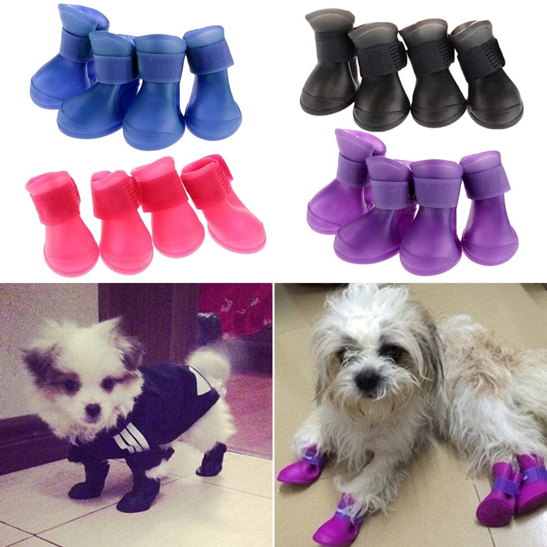  ZZYUBB Mascotas Perros Yorkie Zapatos Zapatos For La Lluvia Impermeables For Perro Mascota Perros Pequeños Razas del Gato del Perro Casero Calcetines De Goma De Silicona Botas S/M/L 