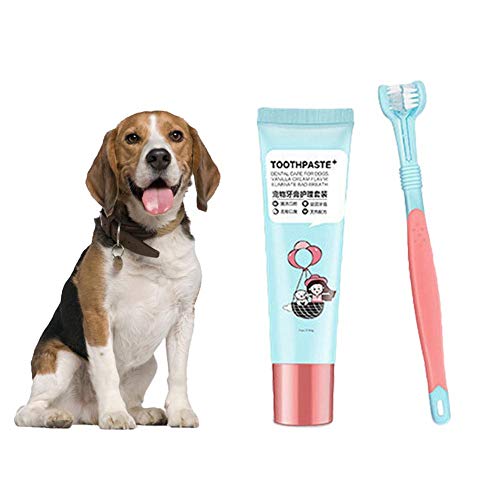 2 en 1 cepillo de dientes conjunto de pasta de dientes cuidado bucal conjunto de limpieza de dientes de perro kit de limpieza efectiva dientes de perro de limpieza para eliminar el mal aliento