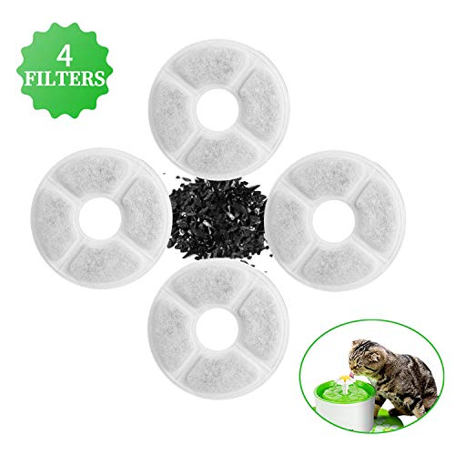 4 Pcs Filtros para Fuentes Gatos, Filtro de Carbono Activado de Reemplazo para Flores Fuente Dispensador, Filtro de Fuente de Agua para Mascotas Bebedero Automático Filtro Fuente para Gatos y Perros