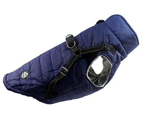 Abrigo Chaqueta para Perro, Caliente para Mascotas, Chaqueta Chubasquero Impermeable de Invierno, Cazadora Perro con Forro Polar, Ropa para Perro. (7L, Azul)