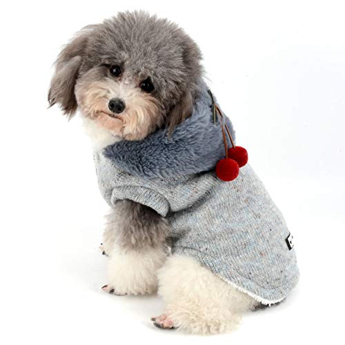 Abrigo para perro Ranphy con capucha para perros, ropa para clima frío, forro polar, cálido, para tejer, con capucha, chihuahua, sudadera para perros y gatos pequeños