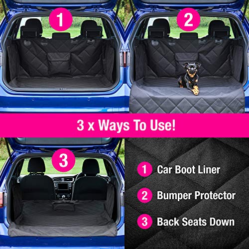 AHUKU - Protector para Maletero de Coche de 4 Capas para Perros con Solapa de Parachoques, Resistente al Agua, Antideslizante, para Maletero de Coche