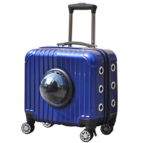 Aleación De Aluminio De Peso Ligero For Mascotas Maleta Aprobado por La Aerolínea, La Manija del Gato Grande del Tronco con Retráctil Telescópica, Ventilado Diseño, For El Recorrido (Color : Azul)