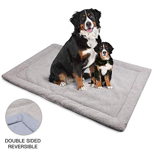 Allisandro Colchón para perro Cama para gato mullido Cojín Suave Cálido Felpa Mascota de doble cara Lona de Berber Lienzo Cojín Estera Gris 120x80cm