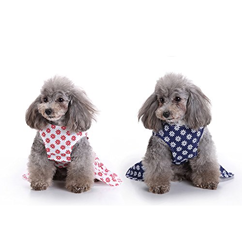 Amakunft 2 Pack de Cinta Perro Vestido de algodón Mameluco Ropa Perros Gatos, Perro, Cachorro Camisas Vest Ropa para Perros pequeños y Gatos en Boda de Primavera - Verano de Vacaciones