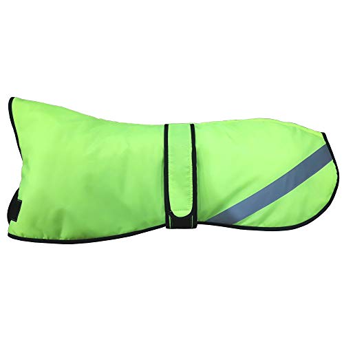 AMATHINGS Hi Viz - Abrigo térmico para Perros, Color Amarillo neón y Verde, Talla Mediana, con Forro Polar, Cuello y Agujero para la Correa