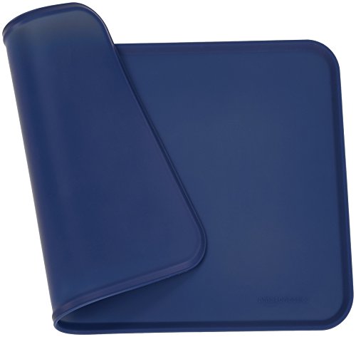 AmazonBasics - Alfombrilla para comedero de mascota, de silicona, impermeable, 47 x 29 cm, Azul