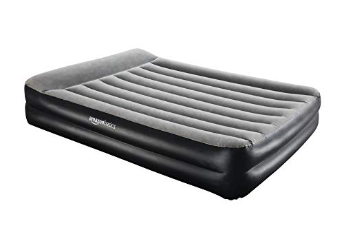 AmazonBasics - Cama hinchable con almohada, con bomba de aire incluida, individual, color gris