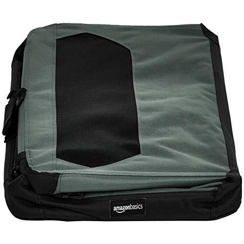 AmazonBasics – Transportín para mascotas abatible, transportable y suave de gran calidad, 76 cm, Gris