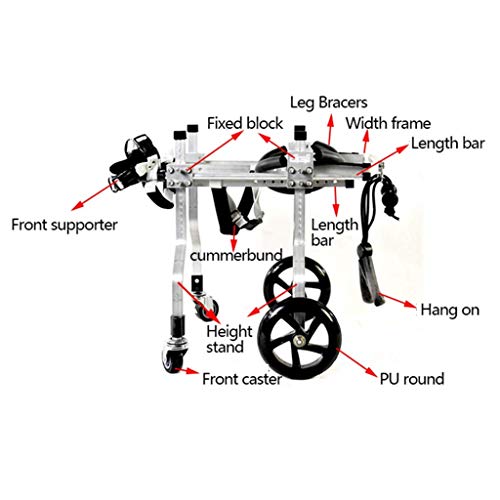 AMITD - Silla de ruedas para perro, 4 ruedas, bolsa ajustable, silla para perros, parálisis, patas traseras, patas traseras, rehabilitación, andador adecuado para 2 – 6 kg