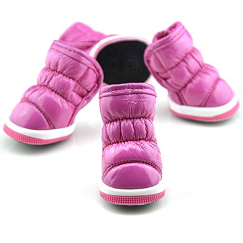 AMURAO Invierno Botines para Perros pequeños Volantes Cuero de PU Suave Suela Antideslizante Botas para Nieve para Mascotas Zapatos de Gamuza para Mascotas cálidos