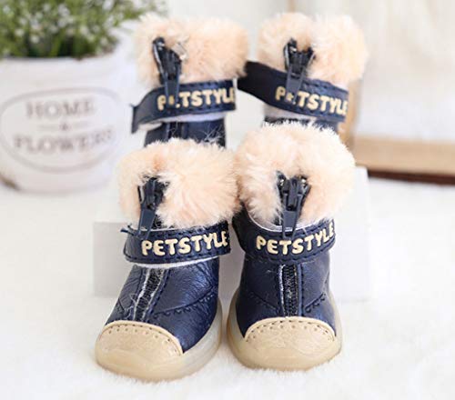 AMURAO Zapatos para Mascotas Antideslizantes de Felpa Botas para Cachorros de Invierno cálido Botas de Nieve Impermeables para Perros Yorkie Rain