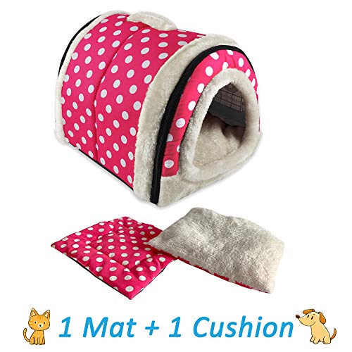 ANPI 2 en 1 Casa y Sofá para Mascotas, Lavable a Máquina Casa Nido Cueva Cama de Perro Gato Puppy Conejo Mascota Antideslizante Plegable Suave Calentar con Cojín Extraíble, 3 Tamaños