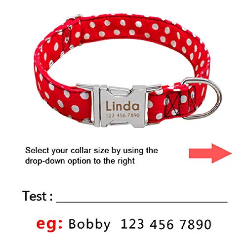 AOMEO Collar De Perro Personalizado Collar De Mascota Personalizado Nylon Anti-Pérdida Placa De Identificación Etiquetas Collares Grabado Gratis para Perro Pequeño Mediano Grande Large Rojo