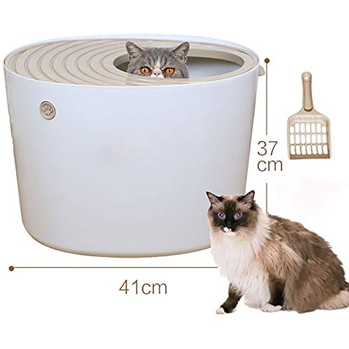 Arenero Para Gatos Cubierto Grandes Autolimpiable Caja De Aseo Para Mascotas,Arenero Para Gatos,Caja Arena Para Gatos,Entrada Superior Una Pala-Top Entry Cat Litter Box,Casa Aseo Para Gato ,Blanco