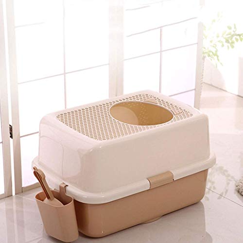 Aseado La Basura ZHOUM Gato del Animal doméstico Bandeja Aseo Box/Top Box Entrada de Basura/Gato WC Pan Box/Tiene una Tapa de Apertura (Color: Azul, Tamaño: 57,5 ​​* 40,5 * 33 cm)