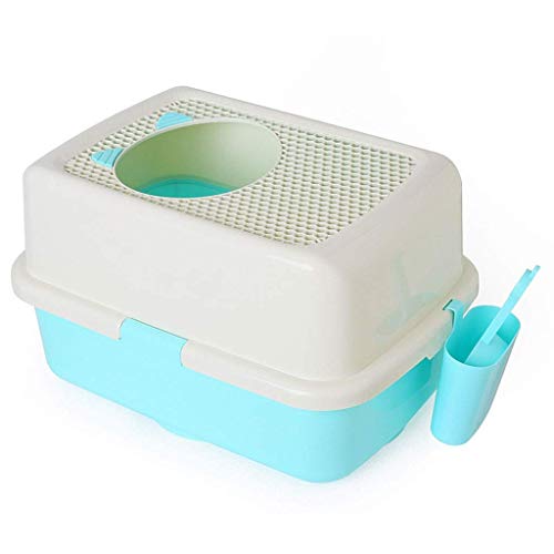 Aseado La Basura ZHOUM Gato del Animal doméstico Bandeja Aseo Box/Top Box Entrada de Basura/Gato WC Pan Box/Tiene una Tapa de Apertura (Color: Azul, Tamaño: 57,5 ​​* 40,5 * 33 cm)