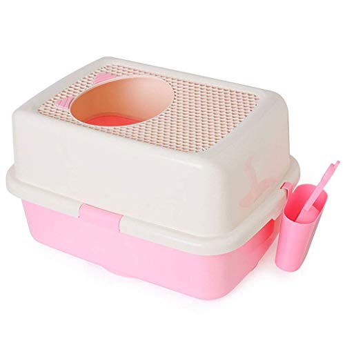 Aseado La Basura ZHOUM Gato del Animal doméstico Bandeja Aseo Box/Top Box Entrada de Basura/Gato WC Pan Box/Tiene una Tapa de Apertura (de Color: Rosa, Tamaño: 57,5 ​​* 40,5 * 33 cm)