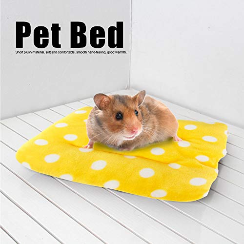 Atyhao Cama de hámster, Casa de Conejillo de Indias Amarillo Peluche Rectangular Alfombra de Dormir Caliente Cojín de Almohadilla Suministros para Mascotas para Ratones Ratas Chinchillas (Yellow)