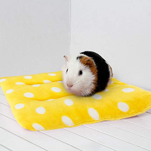 Atyhao Cama de hámster, Casa de Conejillo de Indias Amarillo Peluche Rectangular Alfombra de Dormir Caliente Cojín de Almohadilla Suministros para Mascotas para Ratones Ratas Chinchillas (Yellow)