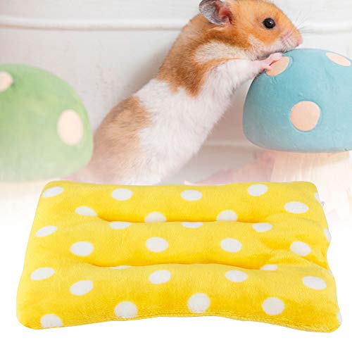 Atyhao Cama de hámster, Casa de Conejillo de Indias Amarillo Peluche Rectangular Alfombra de Dormir Caliente Cojín de Almohadilla Suministros para Mascotas para Ratones Ratas Chinchillas (Yellow)