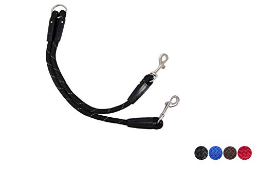 AVANZONA Correa Nylon Redondo Doble antitirones para Perros pasear 2 Perros simultáneamente Ideal Paseos y Entrenamiento Doble para Perros pequeños medianos y Grandes 1.3 * 55cm (Negro)