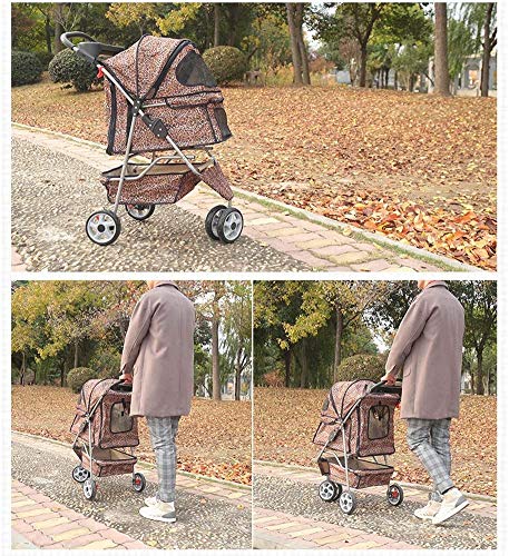 AWJ Cochecitos de Perro Cochecito de Gato Cochecito de bebé, 4 Ruedas Cochecito de Viaje para Mascotas Cochecito Plegable Silla de Paseo Cochecito para niños Cochecito con portavasos