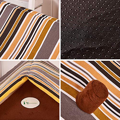 AYWJ YAN Caseta para Perros y Gatos Cama para pequeñas Mascotas Techo Desmontable (Color : Brown, Size : S)