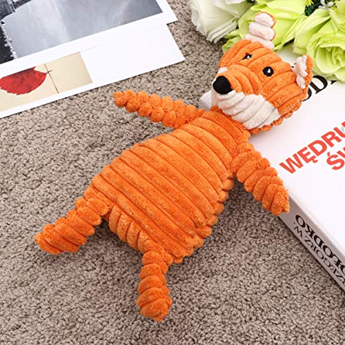 Balacoo Juguetes para Mascotas Peluche Zorro Forma Sonido Jugar Muñeca Animal Masticar Mordedura Juguetes Divertidos Adorables Suministros para Mascotas para Mascota Perro Cachorro (Naranja)