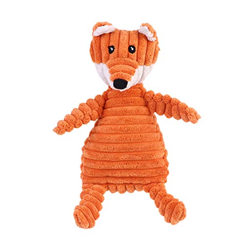 Balacoo Juguetes para Mascotas Peluche Zorro Forma Sonido Jugar Muñeca Animal Masticar Mordedura Juguetes Divertidos Adorables Suministros para Mascotas para Mascota Perro Cachorro (Naranja)