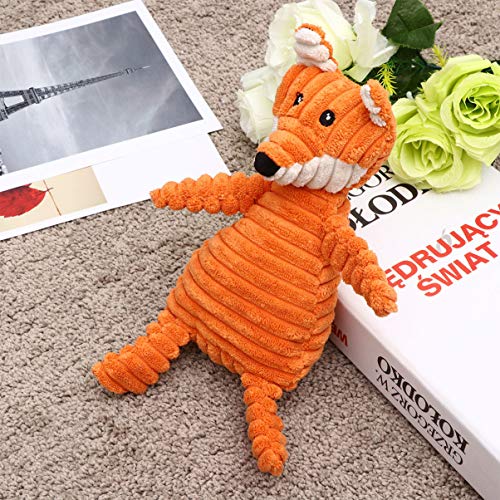 Balacoo Juguetes para Mascotas Peluche Zorro Forma Sonido Jugar Muñeca Animal Masticar Mordedura Juguetes Divertidos Adorables Suministros para Mascotas para Mascota Perro Cachorro (Naranja)