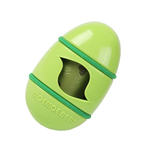 Balacoo Portable Poop Bag Holder Egg Shape Pet Trash Box Poop Bag Box with 1 Roll Trash Bag Green