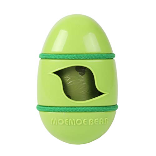 Balacoo Portable Poop Bag Holder Egg Shape Pet Trash Box Poop Bag Box with 1 Roll Trash Bag Green