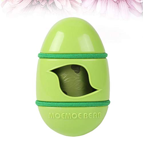 Balacoo Portable Poop Bag Holder Egg Shape Pet Trash Box Poop Bag Box with 1 Roll Trash Bag Green