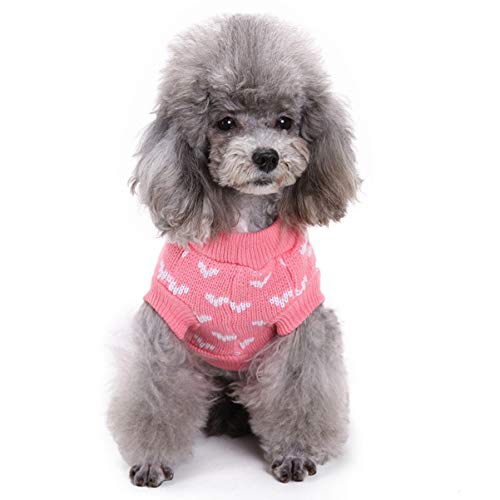 Balacoo Sudaderas para Perros Corazón Suéter Abrigo Puente Pequeño Perro Gato Gatito Chaqueta Ropa para Cachorros para Peluche Chihuahua Yorkshire Caniche Cachorro Maltés Pug Tamaño M