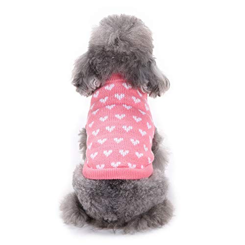 Balacoo Sudaderas para Perros Corazón Suéter Abrigo Puente Pequeño Perro Gato Gatito Chaqueta Ropa para Cachorros para Peluche Chihuahua Yorkshire Caniche Cachorro Maltés Pug Tamaño M