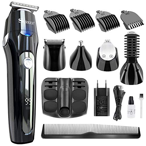 Barbero Electrico Cortapelos, Nivlan Recortador de Barba y Precisión Impermeable 5-In-1, Afeitadora Corporal para Hombres Profesional Cortapelos Máquina de Afeitar Inalámbrica Recargable con USB