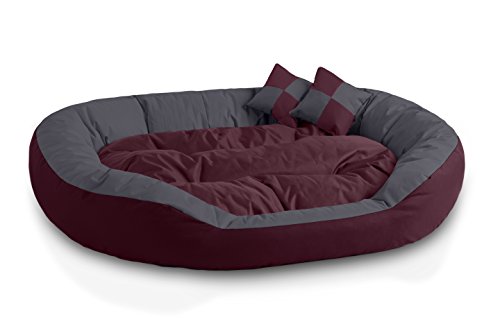 BedDog® 4en1 Saba Cereza/Gris XXL Aprox. 110x80cm colchón para Perro, 7 Colores, Cama, sofá, Cesta para Perro