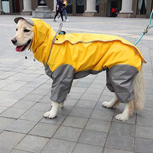 BESBOMIG Chubasquero con Gorro Impermeables para Perros Ajustable Poncho con Capucha para medianos Perro de Raza Grande