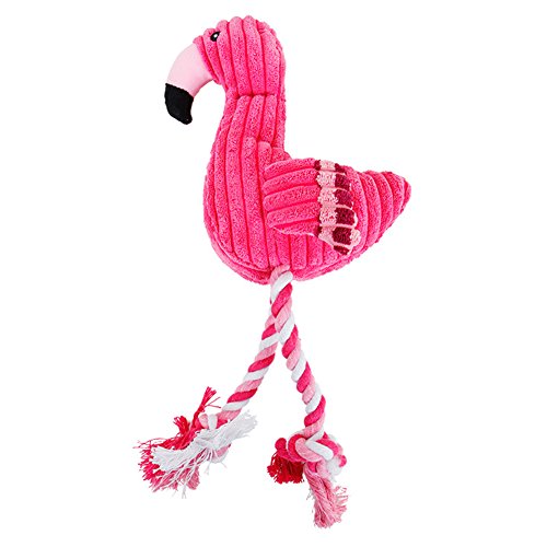 BIGBOBA Juguete de Peluche -Flamenco Juguetes con sonidopara Mascotas de morder Juguete para Perros y Gatos Dientes de Limpieza de Juguete de Perro Masticar Juguete