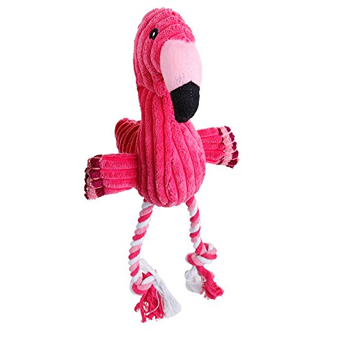 BIGBOBA Juguete de Peluche -Flamenco Juguetes con sonidopara Mascotas de morder Juguete para Perros y Gatos Dientes de Limpieza de Juguete de Perro Masticar Juguete