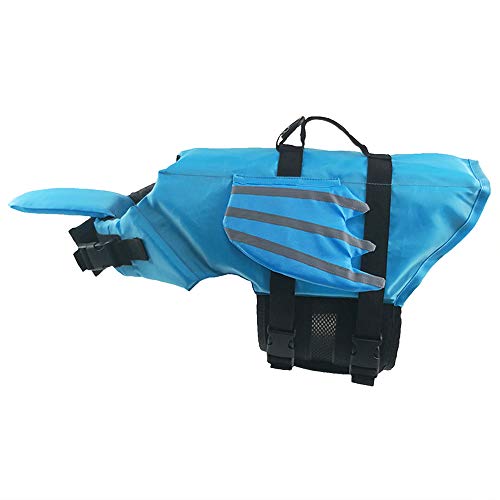 BLEVET Reflectante Chalecos Salvavidas para Perros Seguridad Ajuste para Natación Surf Caza Barco MZ085 (M, Blue)