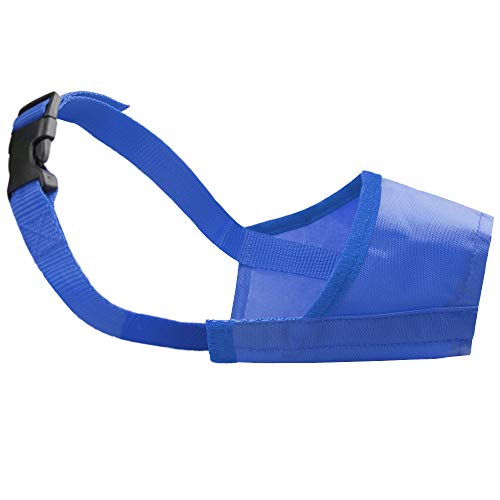 Bozales para perros Bozal para perro, Control de corte de corteza de mordedura ajustable de bucle ajustable para perro mascota Halter de cabeza de perro de fácil ajuste, Azul de tamaño mediano,