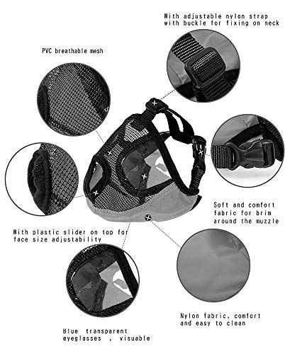 Bozales para perros Piel de bozal de perro antirreflejante ajustable, máscara de mascarilla de bozales para cachorros de seguridad transpirable, para morder y ladrar de   color gris, (circunfere