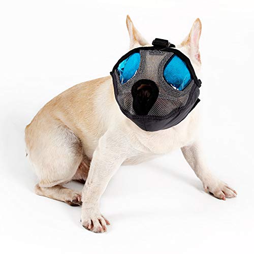 Bozales para perros Piel de bozal de perro antirreflejante ajustable, máscara de mascarilla de bozales para cachorros de seguridad transpirable, para morder y ladrar de   color gris, (circunfere