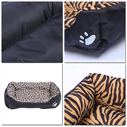 BOZEVON Cómodo Casa para Mascotas, Cama para Perros Perrera Gato del Perro De Perrito Sofa House Bed (Leopardo,S (42 * 32cm))