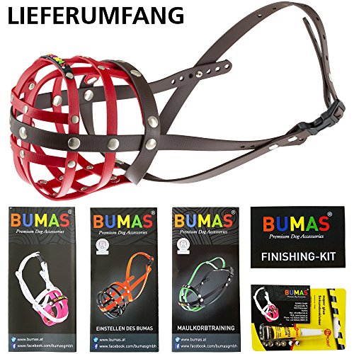 BUMAS Maul Cesta dóberman, protección Animal Certificado, de Mano diseñada de feinstem biothane, Color Rojo/marrón