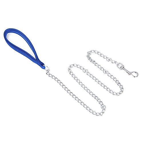 Cadena de Metal de perros con Control de Manija Correa para Pasear al perro, Azul